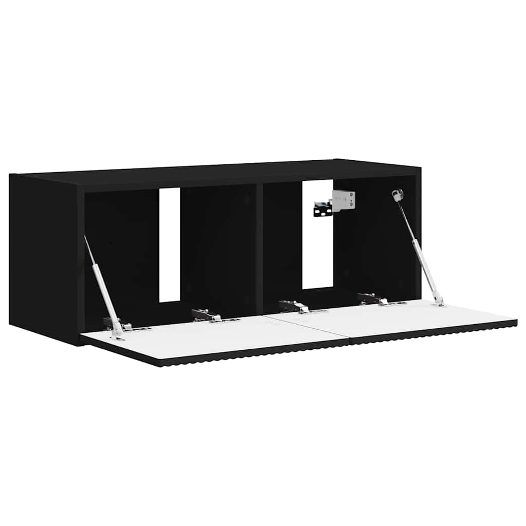 Meuble TV mural Noir 78,5 x 31 x 29,5 cm Bois d'ingénierie