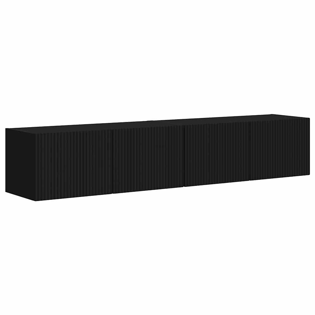 Meuble TV mural Montage mural 2 pcs Noir 78,5 x 31 x 29,5 cm