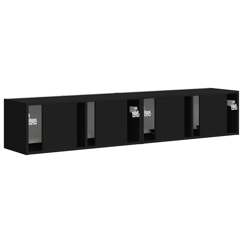 Meuble TV mural Montage mural 2 pcs Noir 78,5 x 31 x 29,5 cm