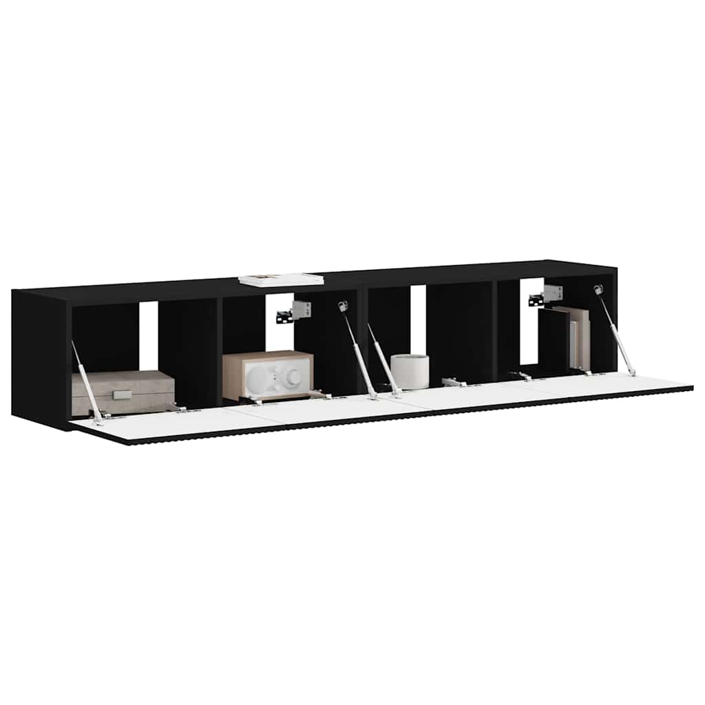 Meuble TV mural Montage mural 2 pcs Noir 78,5 x 31 x 29,5 cm