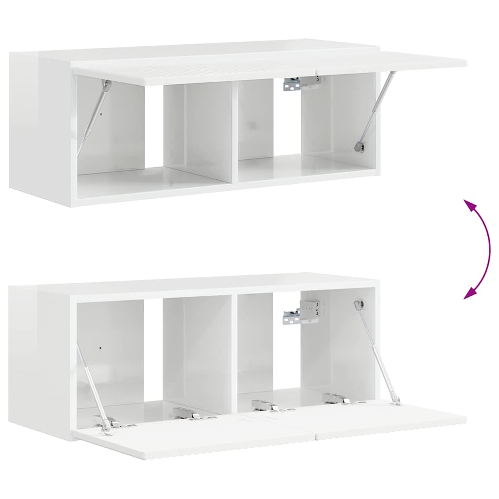 Meuble TV mural Blanc Brillant 78,5 x 31 x 29,5 cm - XIOS