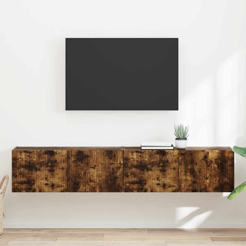 Meuble TV mural 2 pcs Chêne fumé 78,5 x 31 x 29,5 cm - XIOS