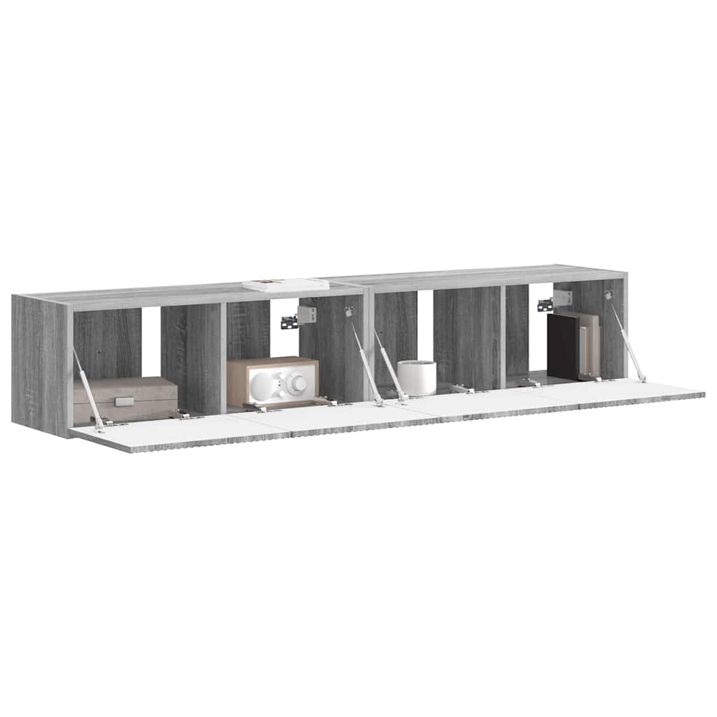 Meuble TV mural 2 pcs Gris Sonoma 78,5 x 31 x 29,5 cm - XIOS