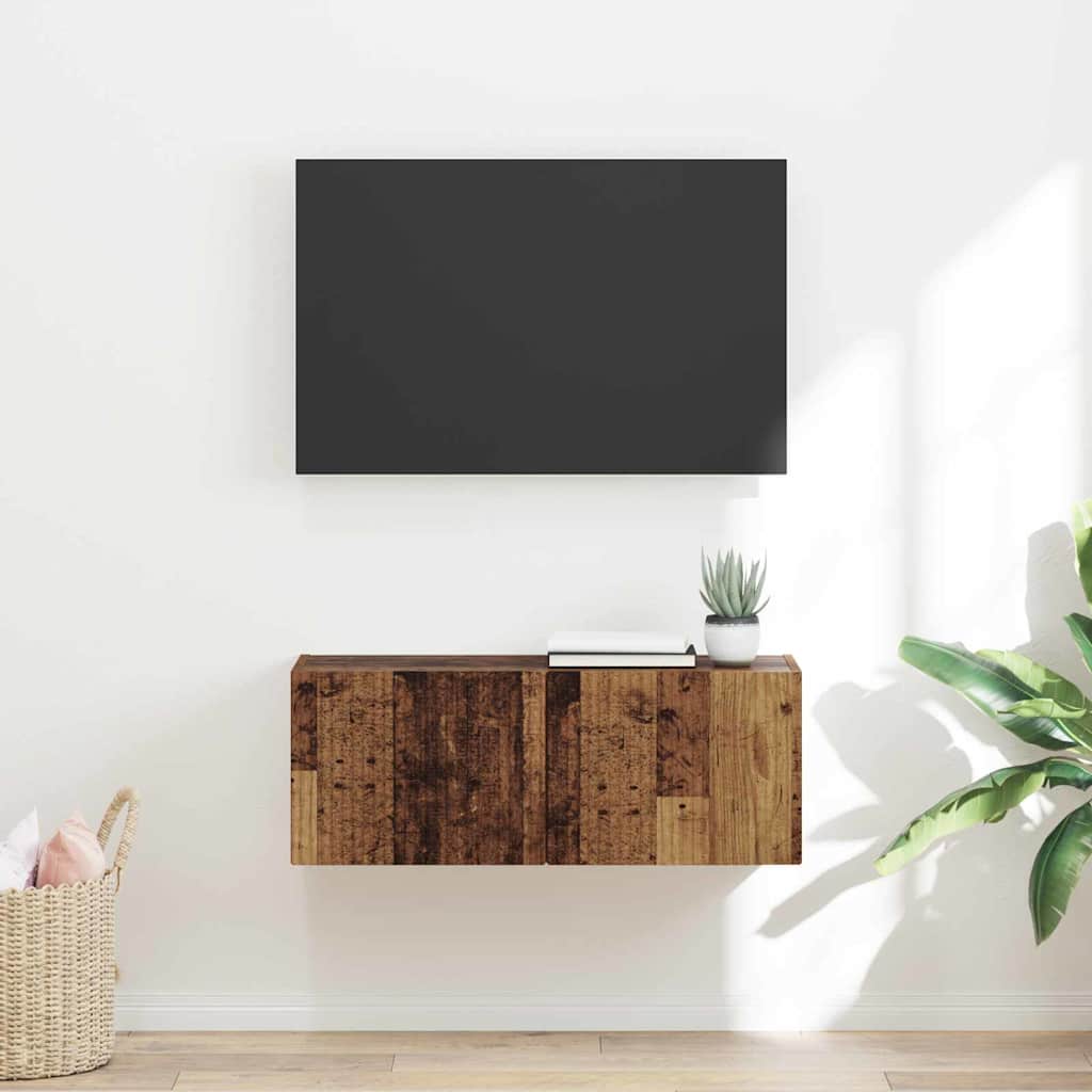 Meuble TV mural Montage mural Bois Ancien 78,5 x 31 x 29,5 cm - XIOS