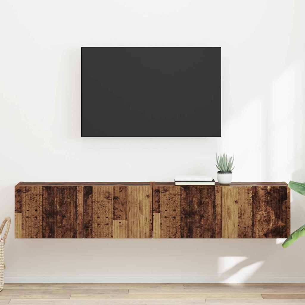 Meuble TV mural 2 pcs Bois Ancien 78,5 x 31 x 29,5 cm - XIOS