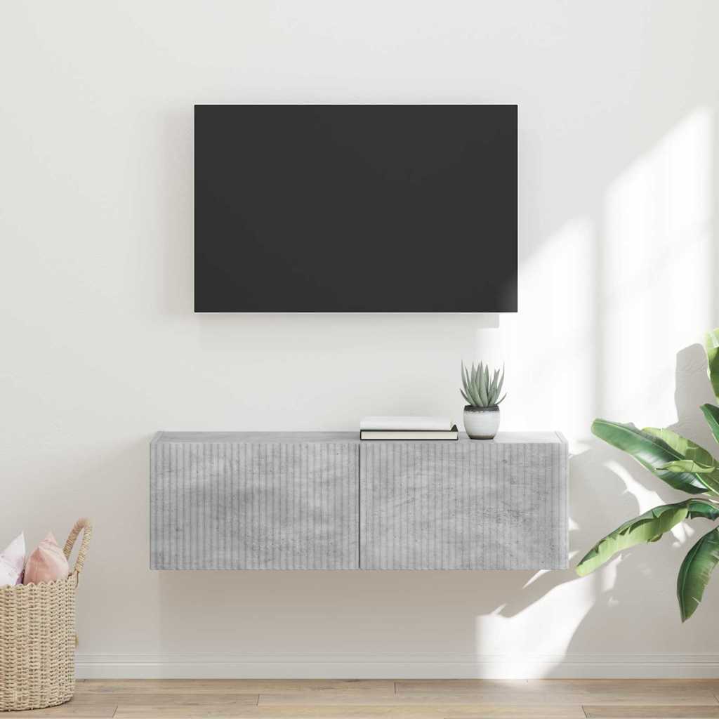 Meuble TV mural Béton 98 x 31 x 29,5 cm Bois d'ingénierie - XIOS