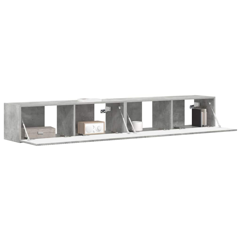 Meuble TV mural 2 pcs Béton 98 x 31 x 29,5 cm Bois d'ingénierie - XIOS
