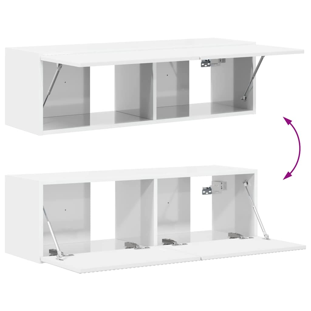 Meuble TV mural Montage mural Blanc Brillant 98 x 31 x 29,5 cm - XIOS