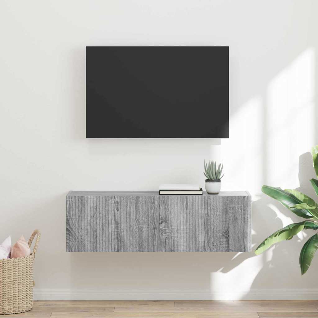 Meuble TV mural Gris Sonoma 98 x 31 x 29,5 cm Bois d'ingénierie - XIOS
