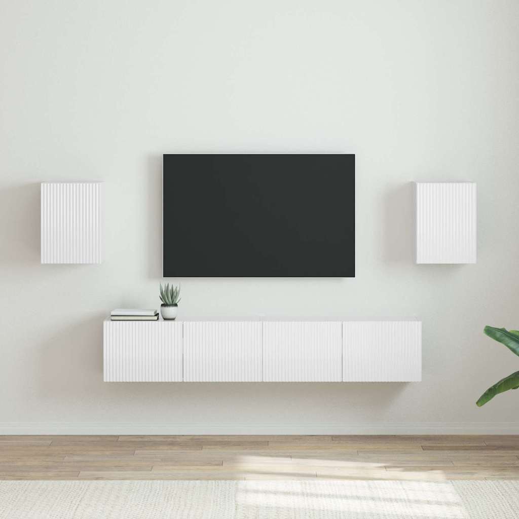 Meuble TV mural 2 pcs Blanc Brillant 30 x 31 x 40 cm - XIOS
