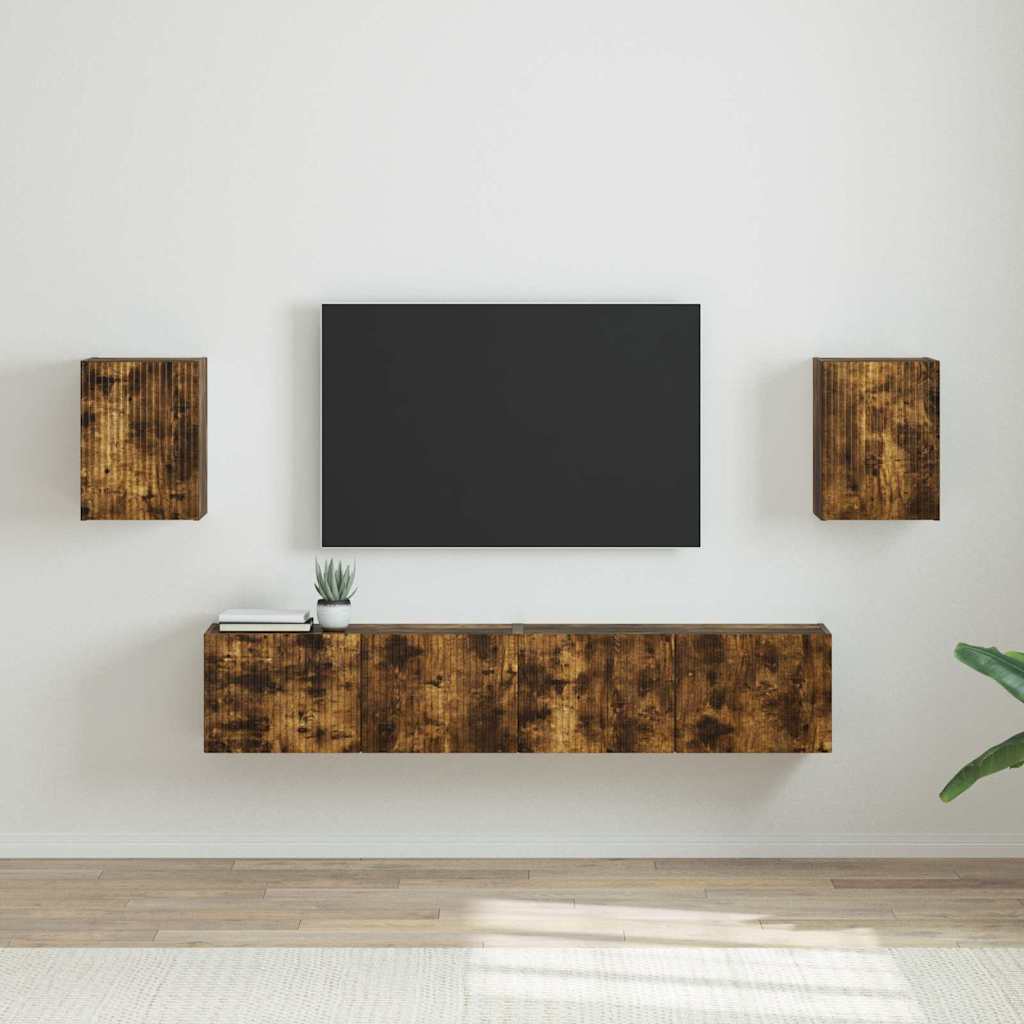 Meuble TV mural Montage mural 2 pcs Chêne fumé 30 x 31 x 40 cm - XIOS