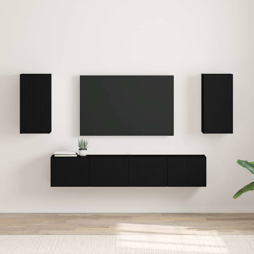 Meuble TV mural 2 pcs Noir 30 x 31 x 60 cm Bois d'ingénierie - XIOS