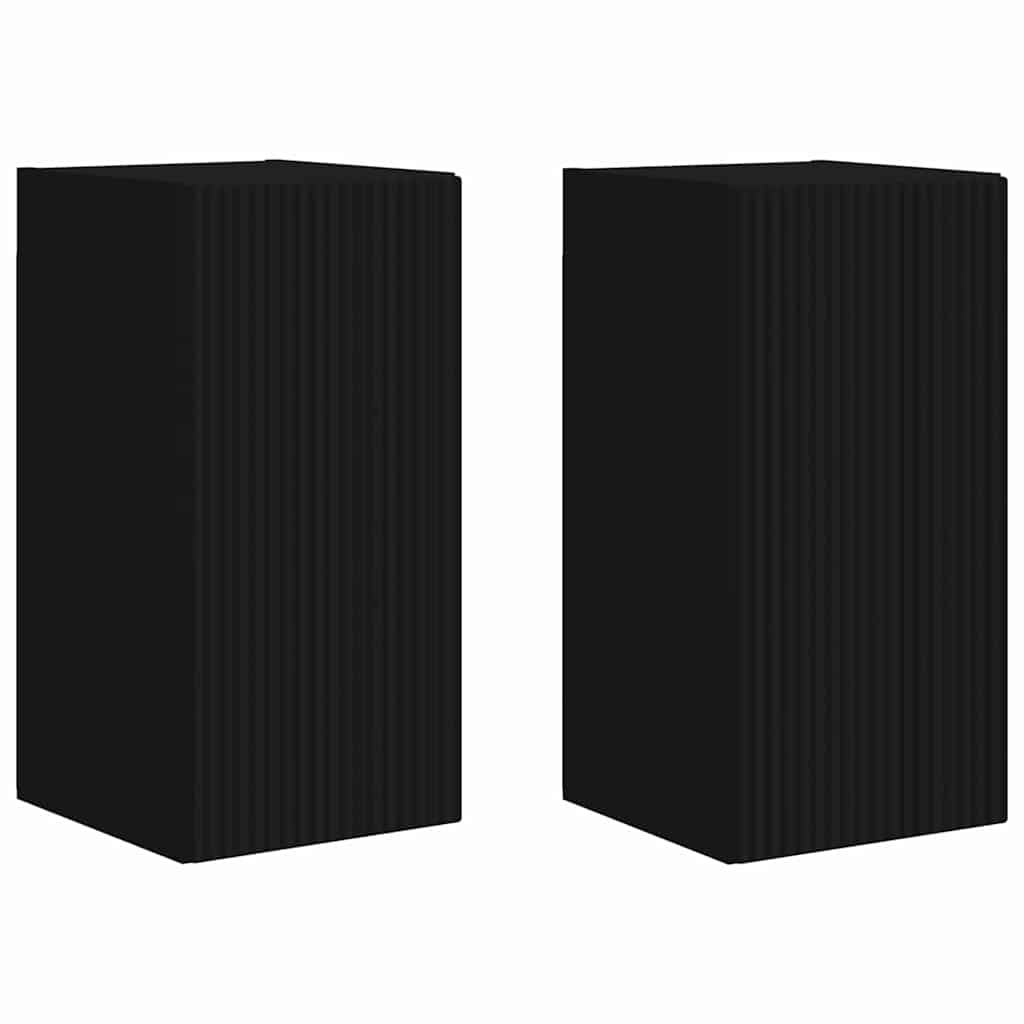 Meuble TV mural 2 pcs Noir 30 x 31 x 60 cm Bois d'ingénierie - XIOS