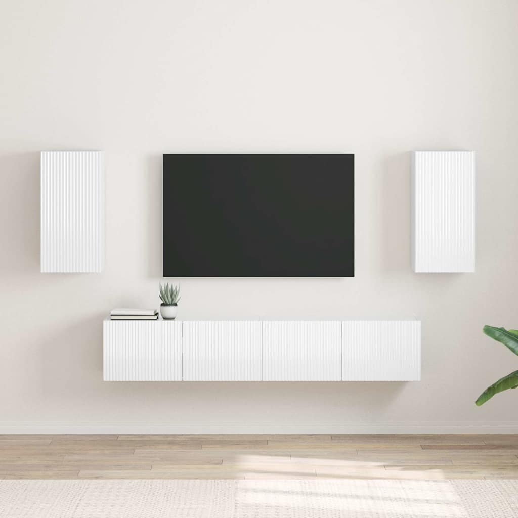 Meuble TV mural 2 pcs Blanc Brillant 30 x 31 x 60 cm - XIOS