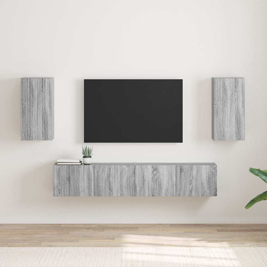 Meuble TV mural Montage mural 2 pcs Gris Sonoma 30 x 31 x 60 cm - XIOS