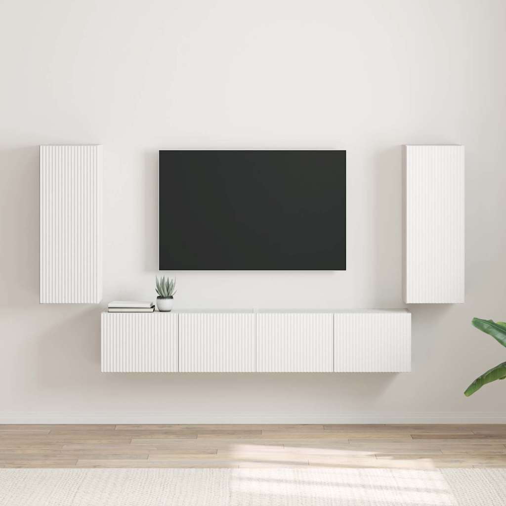 Meuble TV mural 2 pcs Blanc 30 x 31 x 80 cm Bois d'ingénierie - XIOS