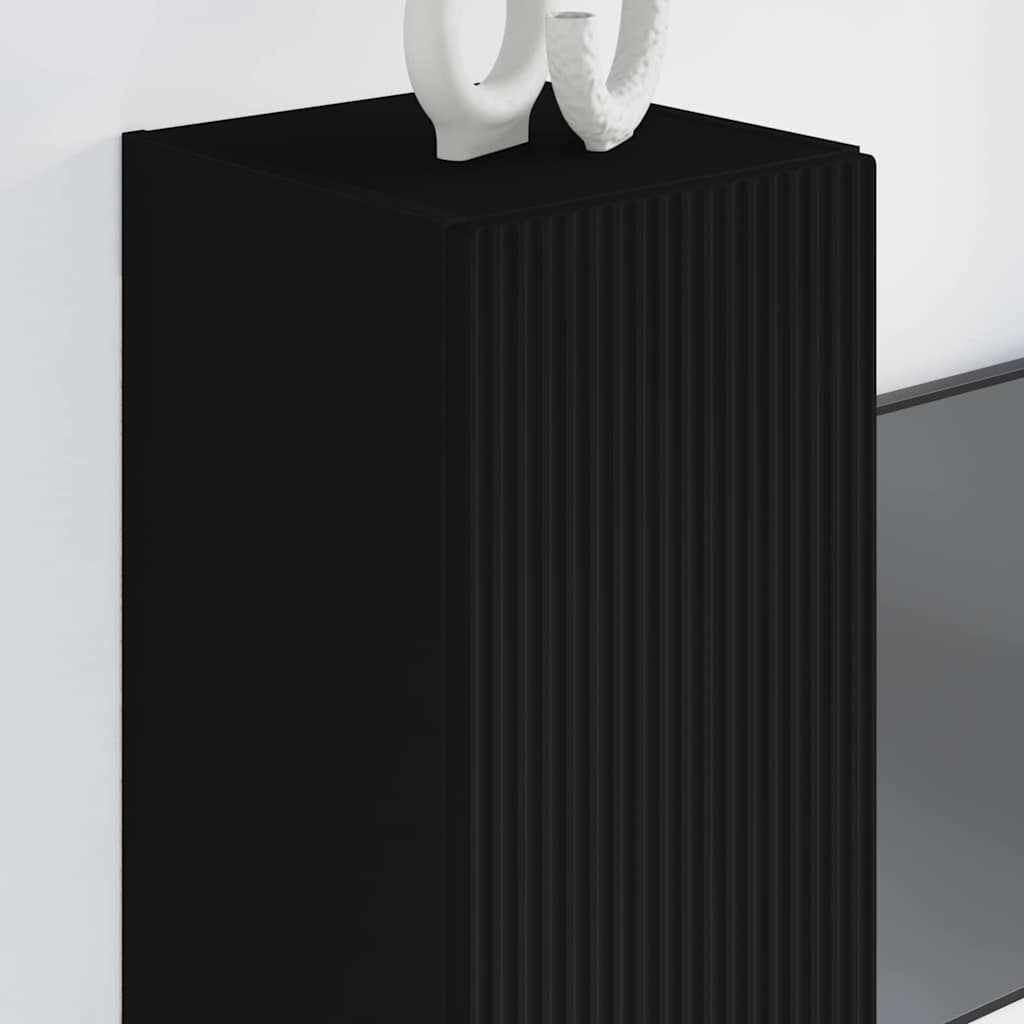 Meuble TV mural 2 pcs Noir 30 x 31 x 80 cm Bois d'ingénierie - XIOS