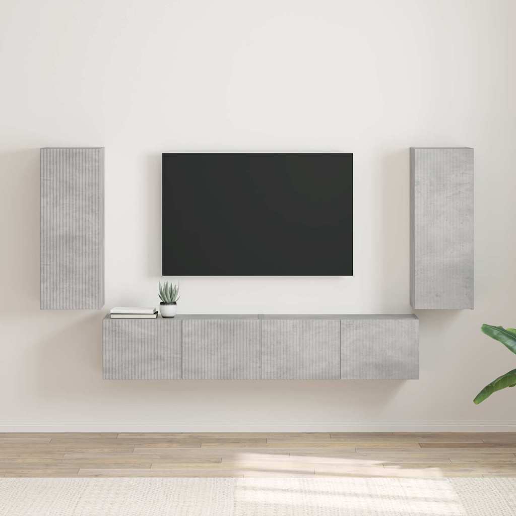 Meuble TV mural 2 pcs Béton 30 x 31 x 80 cm Bois d'ingénierie - XIOS