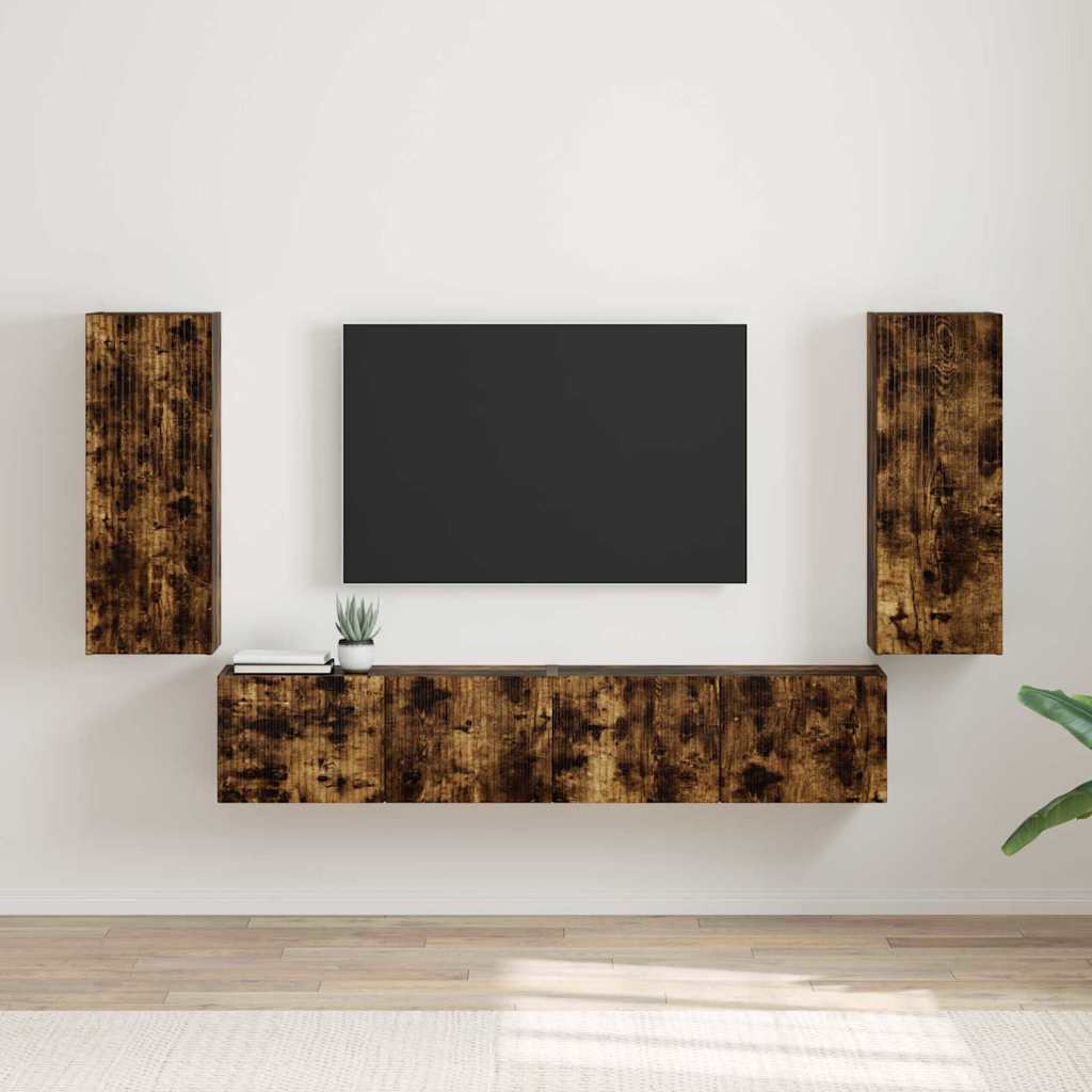 Meuble TV mural Montage mural 2 pcs Chêne fumé 30 x 31 x 80 cm - XIOS