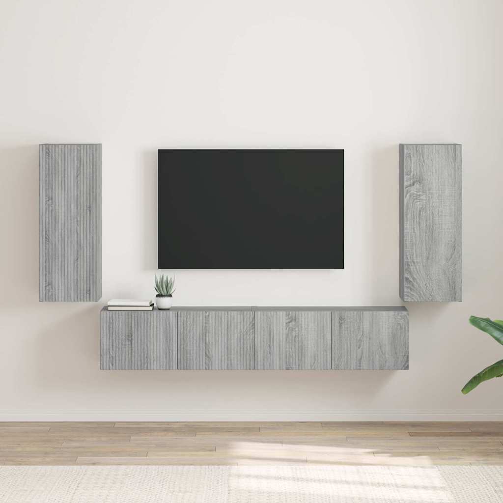 Meuble TV mural Montage mural 2 pcs Gris Sonoma 30 x 31 x 80 cm - XIOS