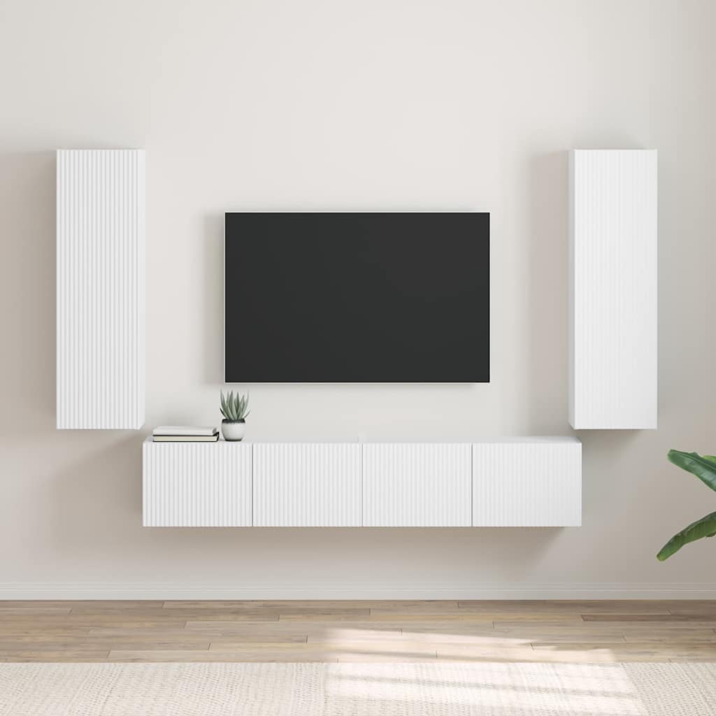Meuble TV mural 2 pcs Blanc 30 x 31 x 100 cm Bois d'ingénierie - XIOS