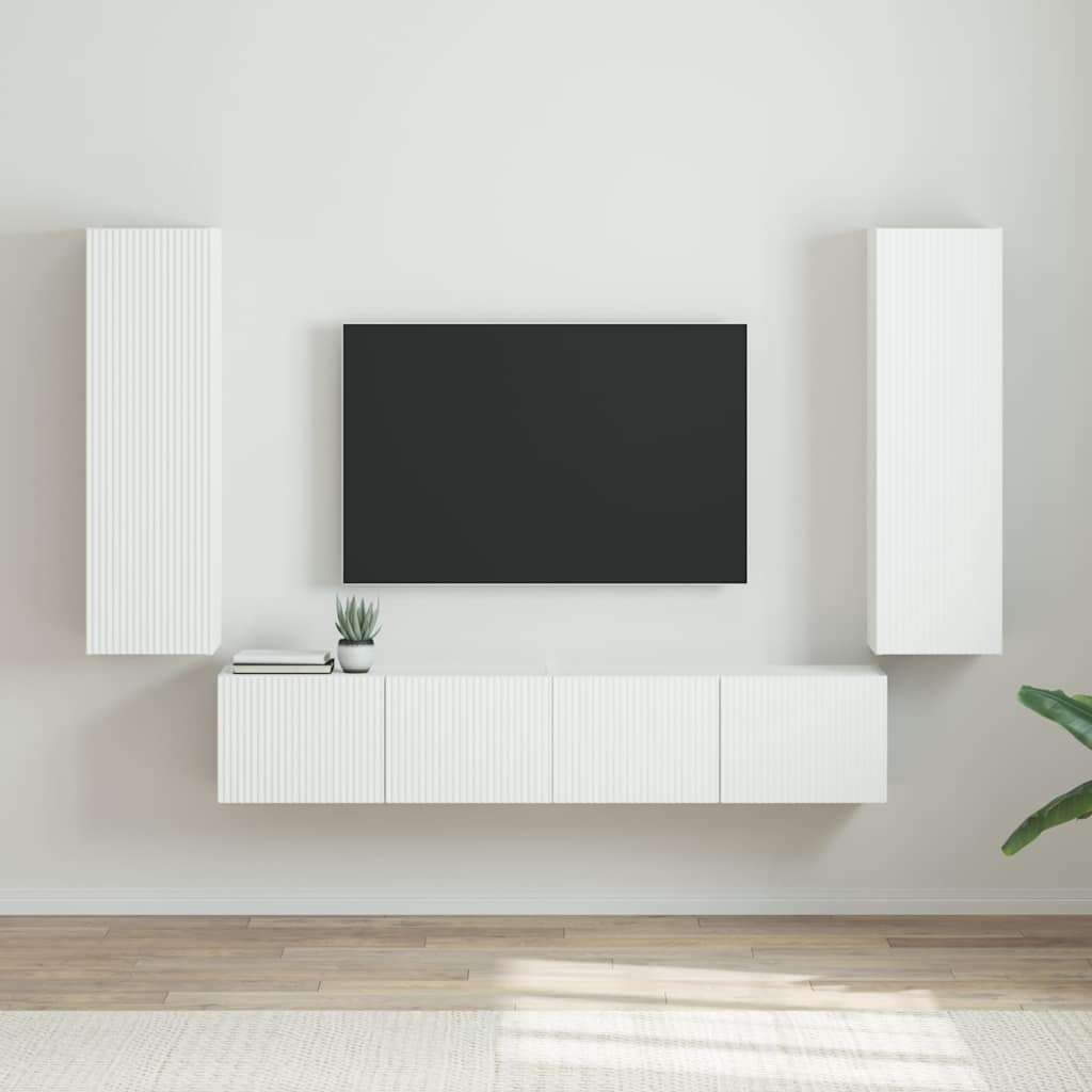 Meuble TV mural 2 pcs Blanc Brillant 30 x 31 x 100 cm - XIOS