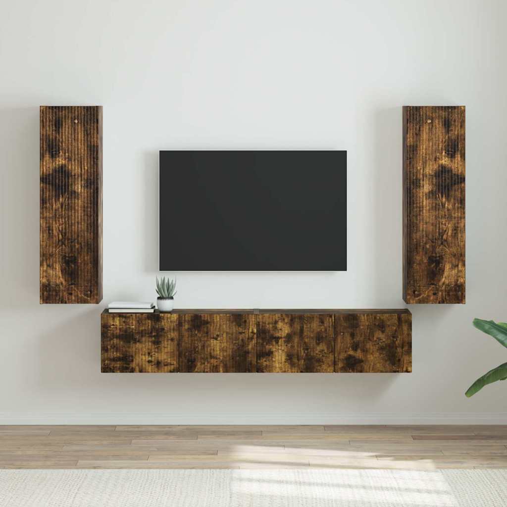 Meuble TV mural Montage mural 2 pcs Chêne fumé 30 x 31 x 100 cm - XIOS