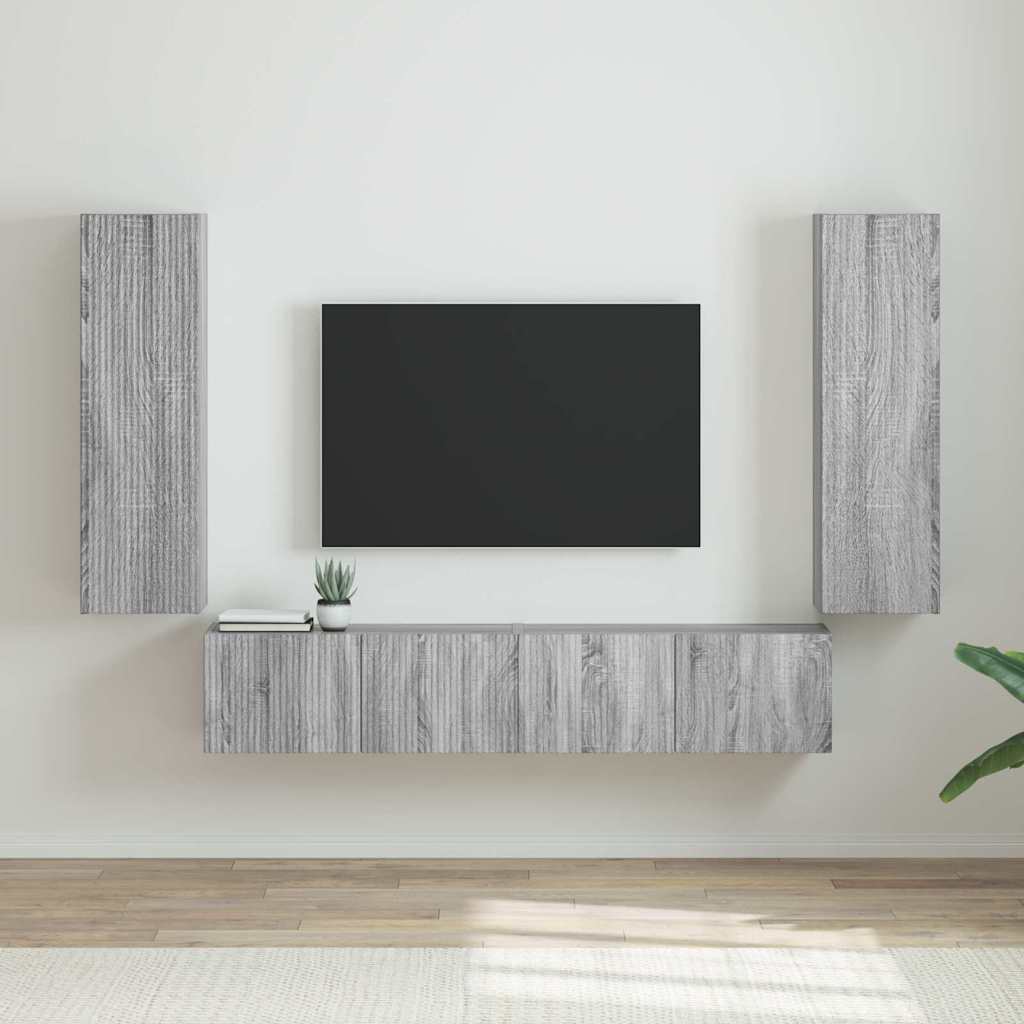 Meuble TV mural 2 pcs Gris Sonoma 30 x 31 x 100 cm - XIOS