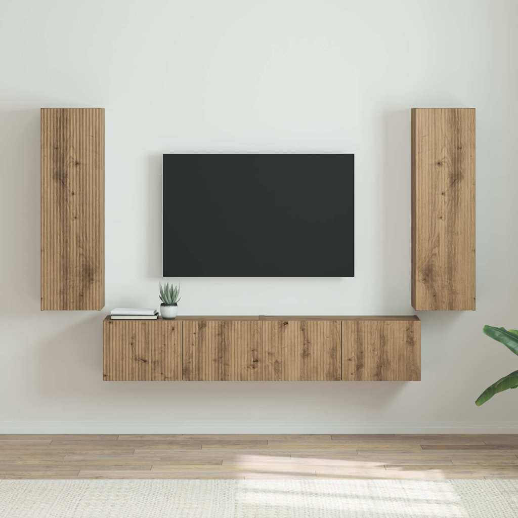 Meuble TV mural 2 pcs Chêne artisan 30 x 31 x 100 cm - XIOS
