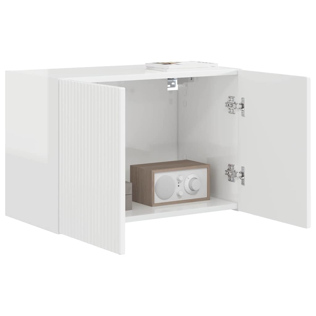 Meuble TV mural Montage mural Blanc brillant 59,5 x 31 x 40 cm - XIOS