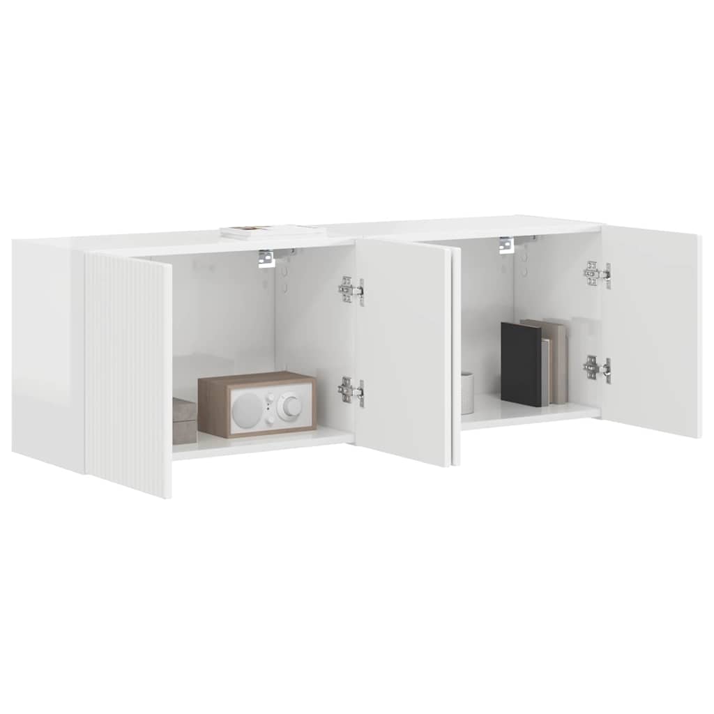 Meuble TV mural 2 pcs Blanc brillant 59,5 x 31 x 40 cm - XIOS