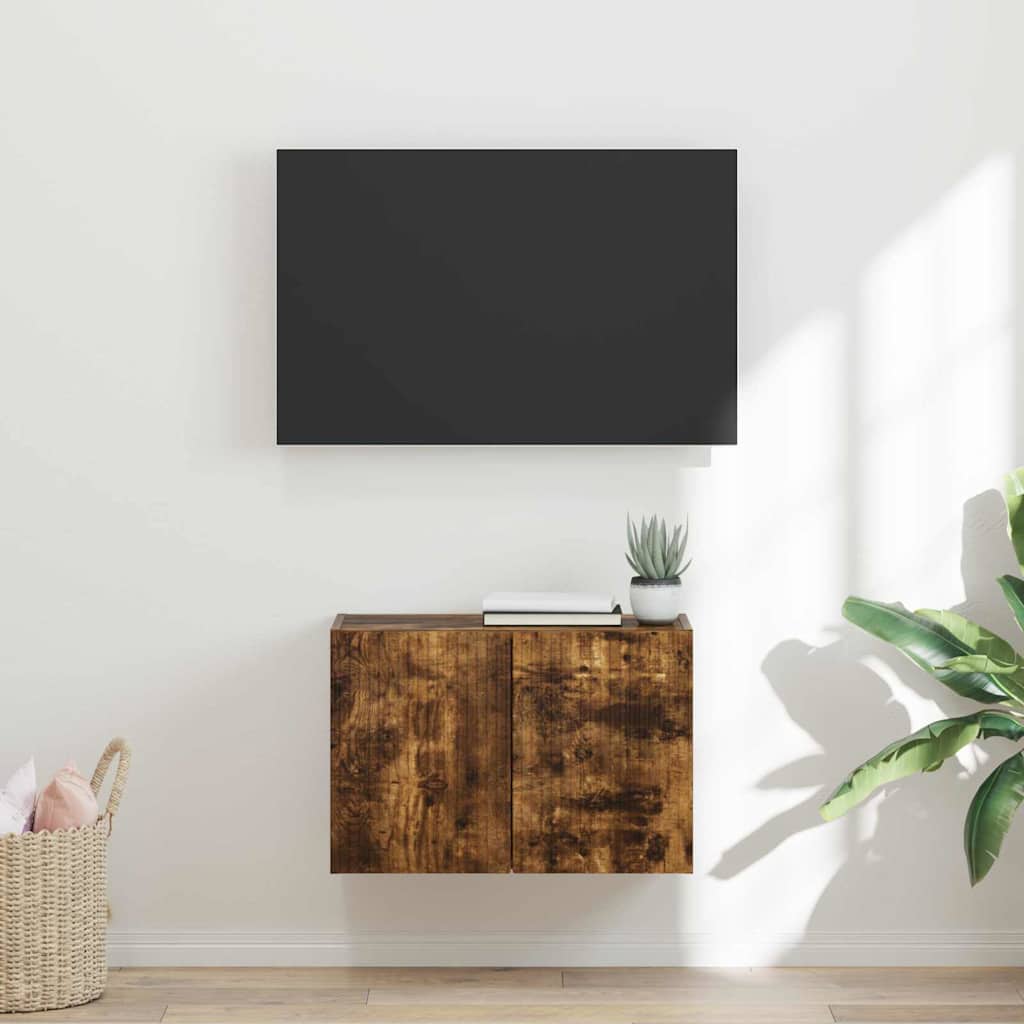 Meuble TV mural Chêne fumé 59,5 x 31 x 40 cm Bois d'ingénierie - XIOS