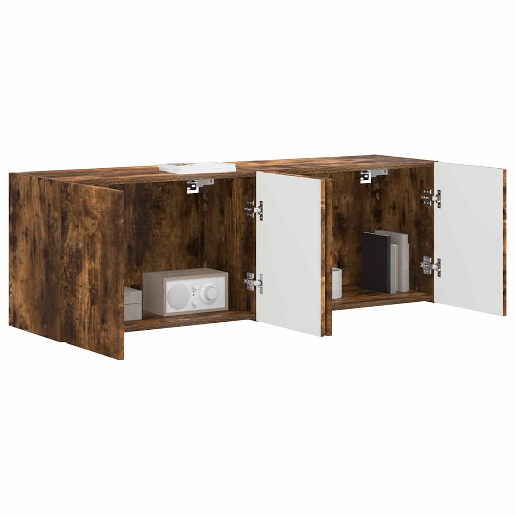 Meuble TV mural 2 pcs Chêne fumé 59,5 x 31 x 40 cm - XIOS