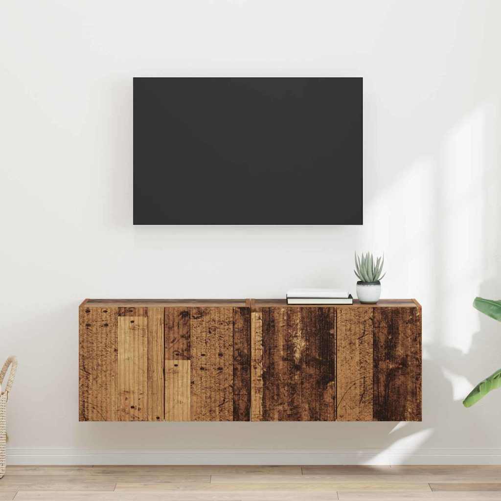 Meuble TV mural 2 pcs Bois Ancien 59,5 x 31 x 40 cm - XIOS