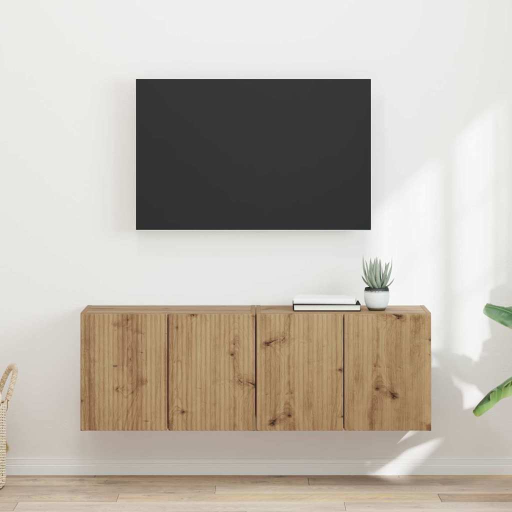 Meuble TV mural 2 pcs Chêne artisanal 59,5 x 31 x 40 cm - XIOS