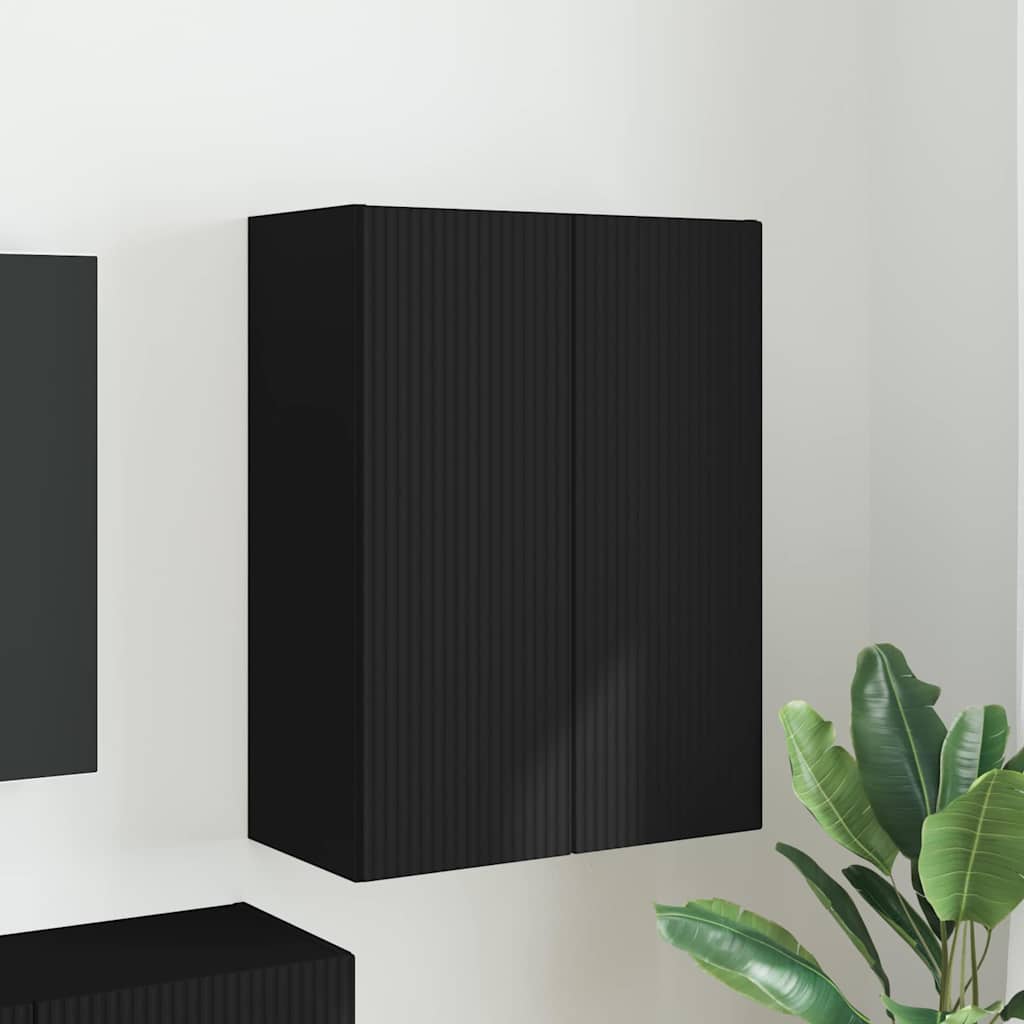 Meuble TV mural Noir 59,5 x 31 x 80 cm Bois d'ingénierie - XIOS