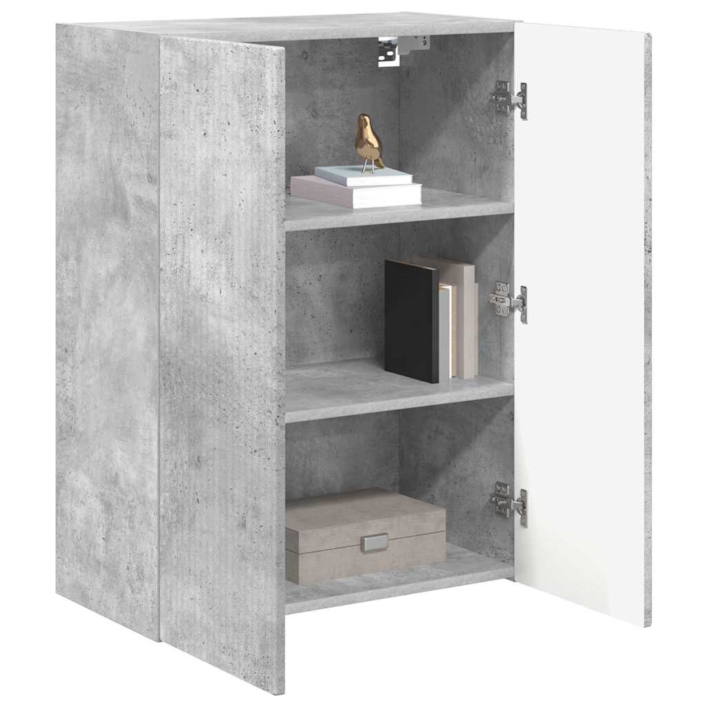 Meuble TV mural Gris béton 59,5 x 31 x 80 cm Bois d'ingénierie - XIOS