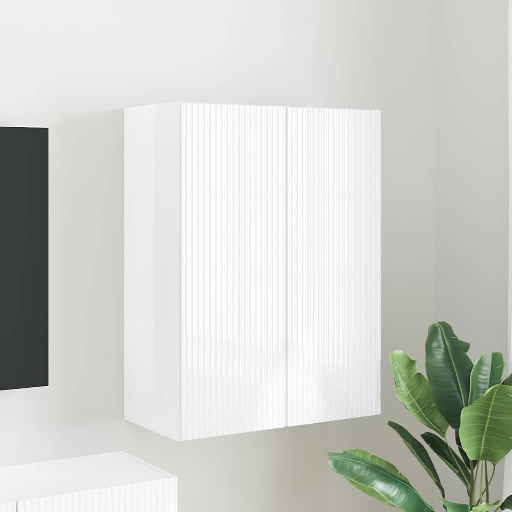 Meuble TV mural Montage mural Blanc brillant 59,5 x 31 x 80 cm - XIOS