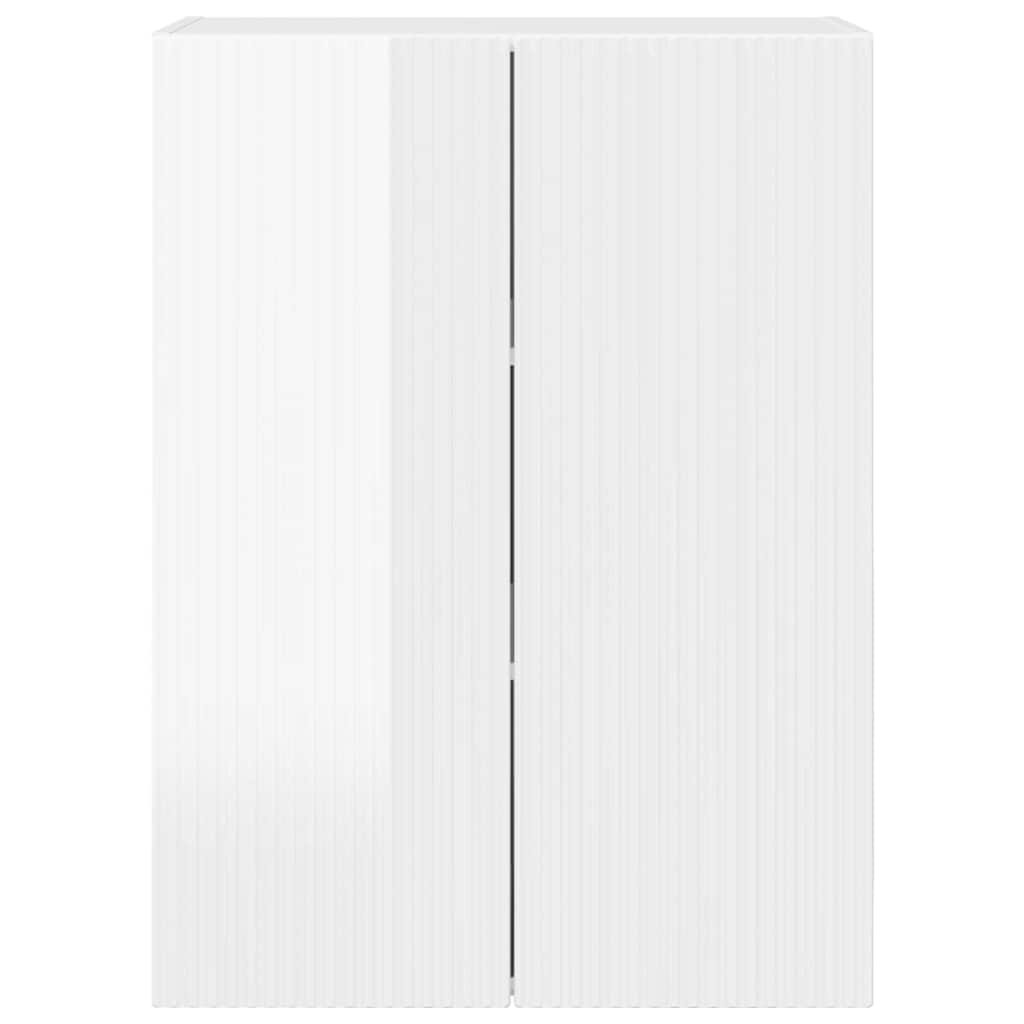 Meuble TV mural Montage mural Blanc brillant 59,5 x 31 x 80 cm - XIOS