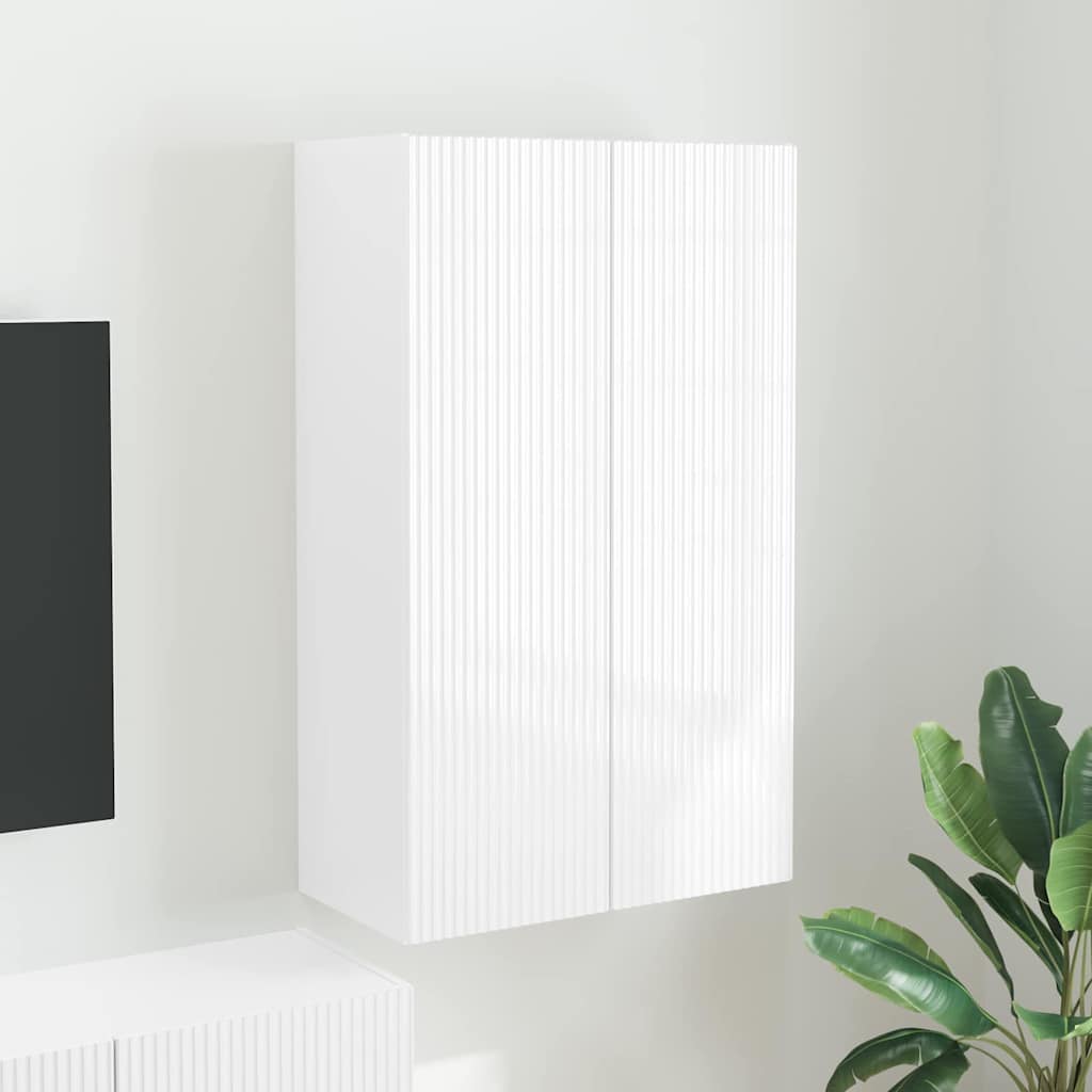 Meuble TV mural Montage mural Blanc brillant 59,5 x 31 x 100 cm - XIOS