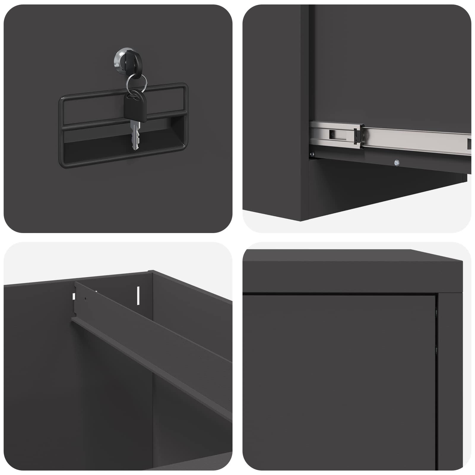 Cabinet de Dossier Noir 44 x 50 x 106.5 cm Acier Laminé à Froid - XIOS