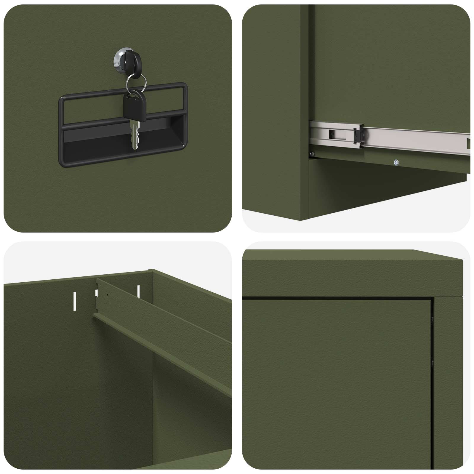 Cabinet de Dossier avec tiroir Vert olive 44 x 50 x 106.5 cm - XIOS