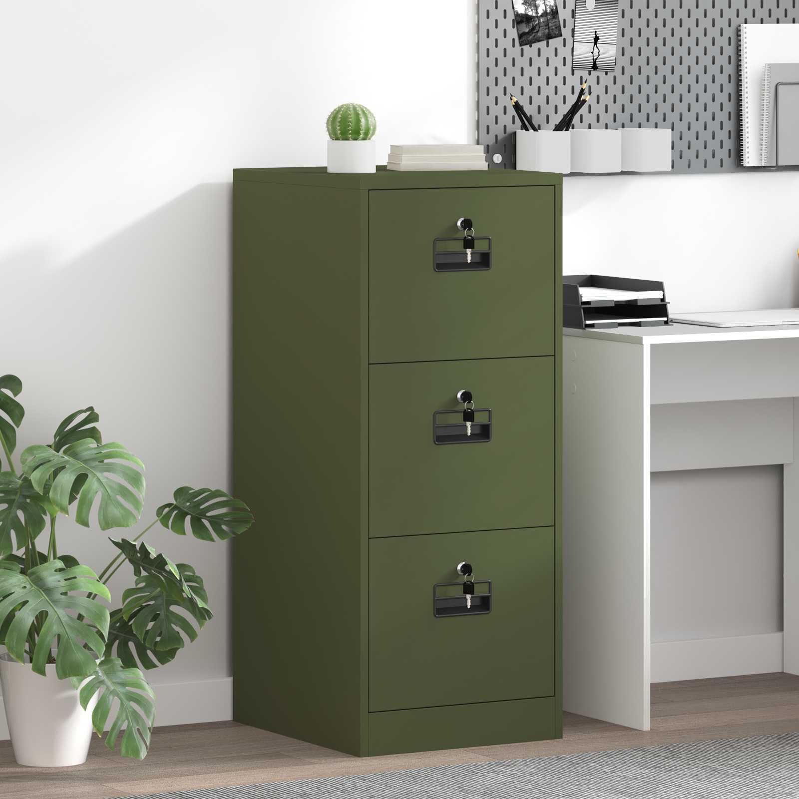 Cabinet de Dossier avec tiroir Vert olive 44 x 50 x 106.5 cm - XIOS