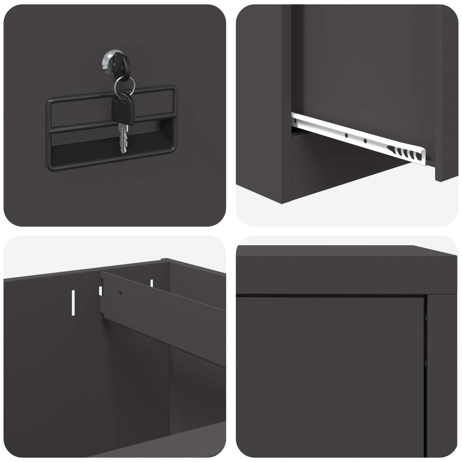 Cabinet de Dossier Noir 44 x 50 x 106.5 cm Acier Laminé à Froid - XIOS