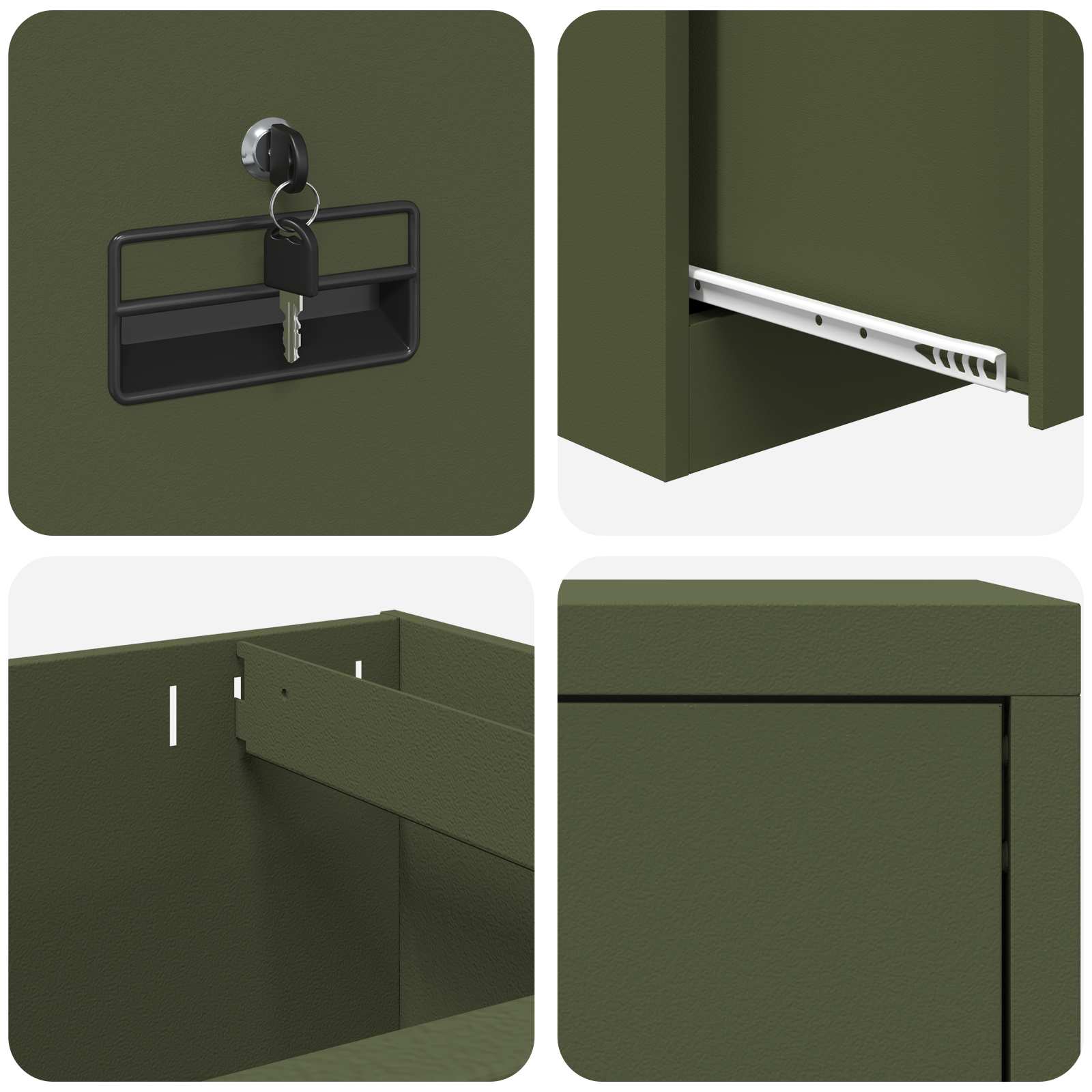 Cabinet de Dossier avec tiroir Vert olive 44 x 50 x 106.5 cm - XIOS