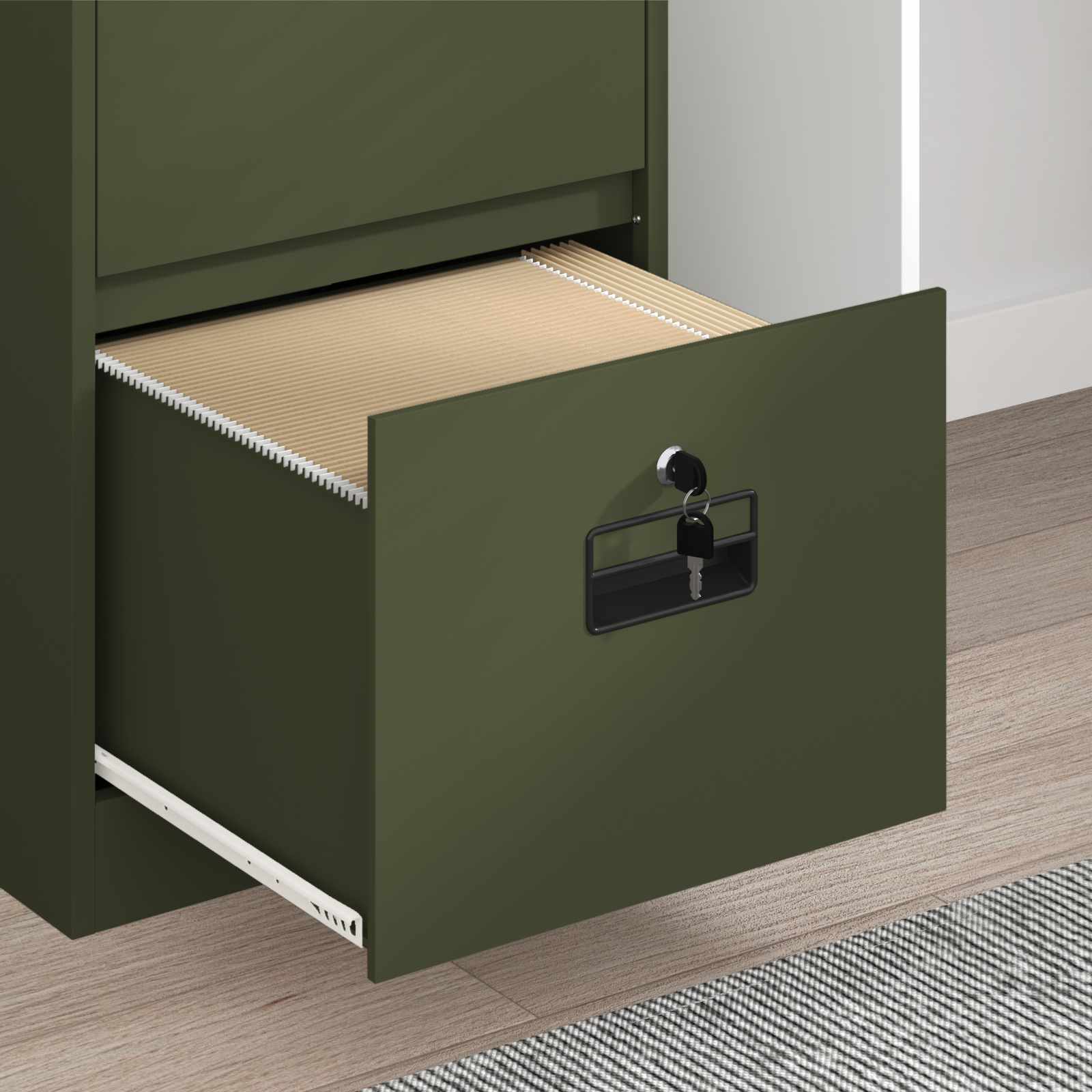 Cabinet de Dossier avec tiroir Vert olive 45,5 x 42 x 139 cm