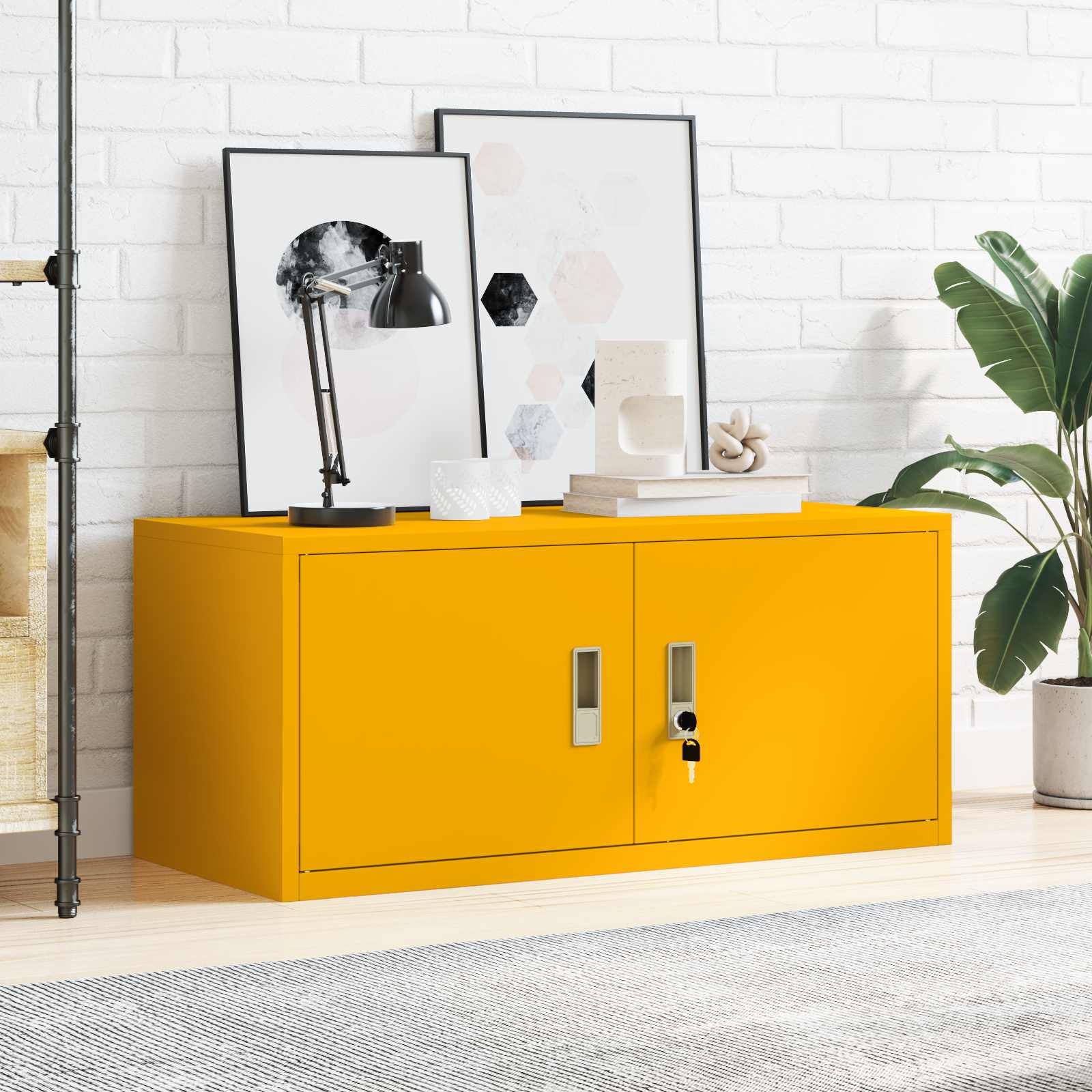 Armoire de rangement Jaune moutarde 90 x 40 x 40 cm - XIOS