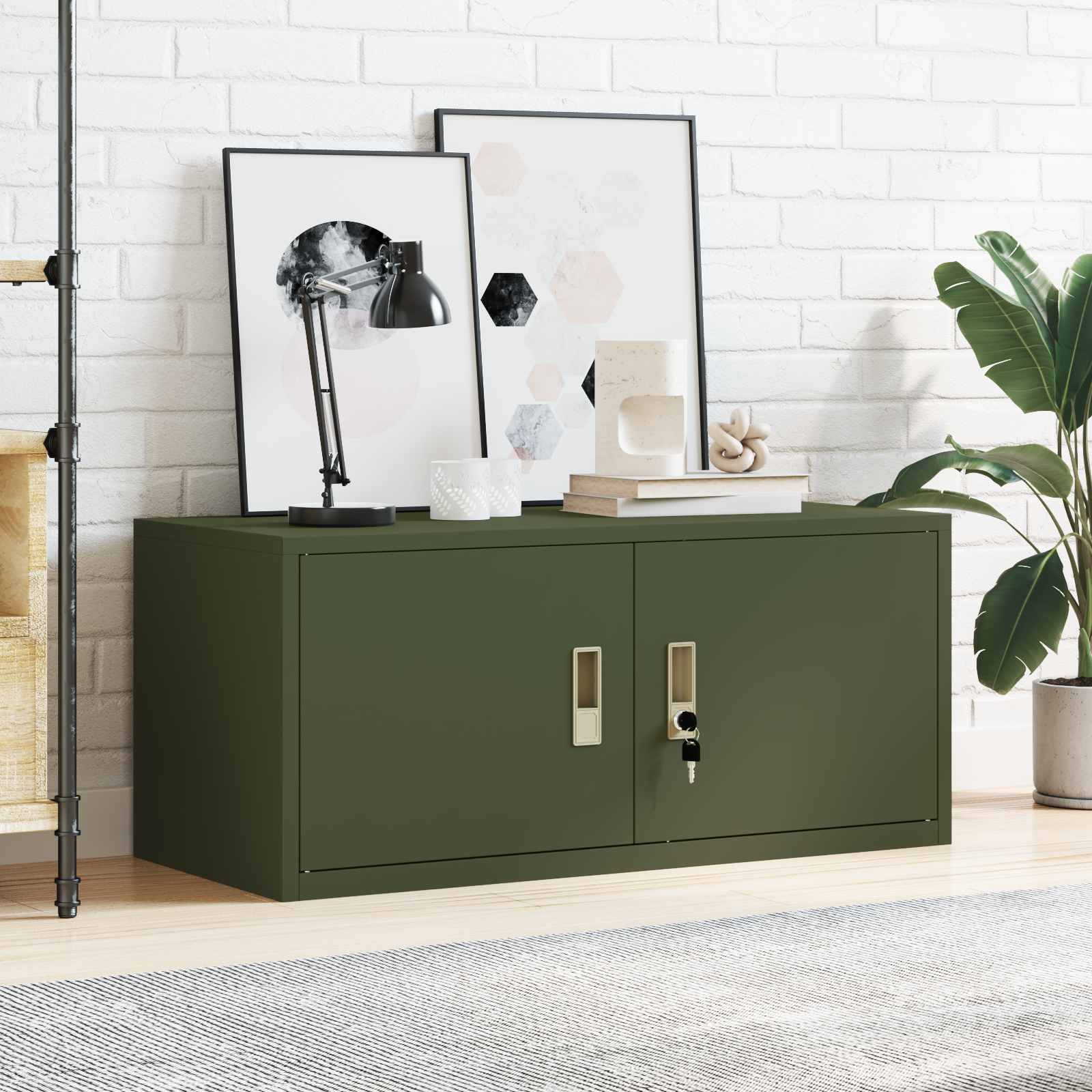 Armoire de rangement avec stockage Vert olive 90 x 40 x 40 cm - XIOS