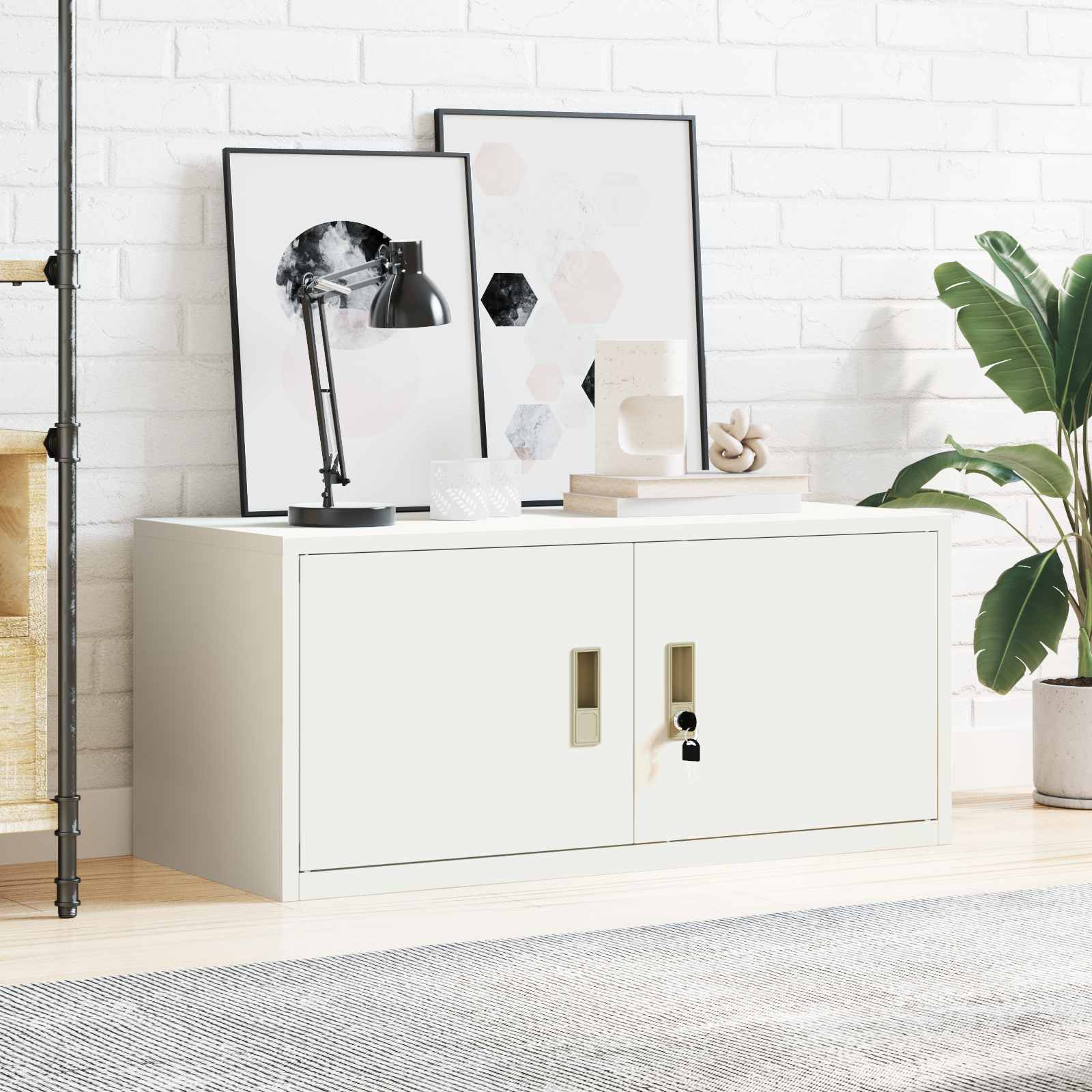 Armoire de rangement Blanc 90 x 40 x 40 cm Acier Laminé à Froid - XIOS