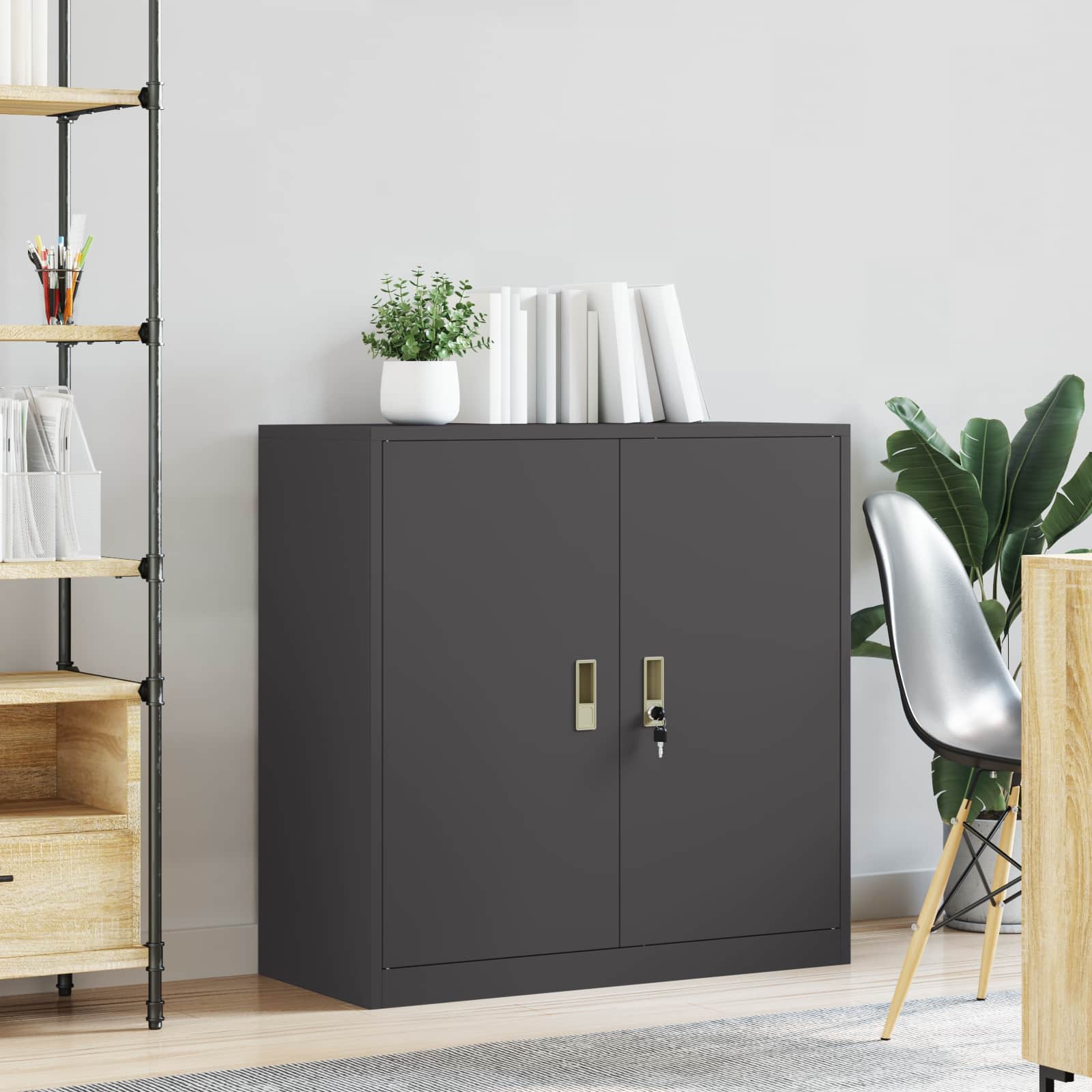 Armoire de rangement Noir 90 x 40 x 90 cm Acier